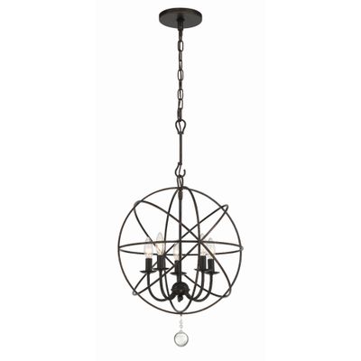 Solaris 5 Light English Bronze Mini Chandelier Clear Glass Drops 17