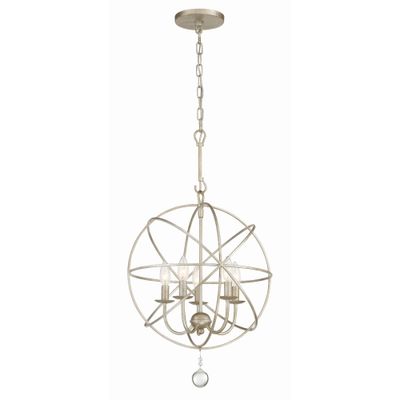 Solaris 5 Light Olde Silver Mini Chandelier Clear Glass Drops 17