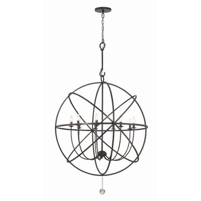 Solaris 9 Light English Bronze Sphere Chandelier Clear Glass Drops 40