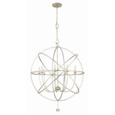 Solaris 9 Light Olde Silver Sphere Chandelier Clear Glass Drops 40