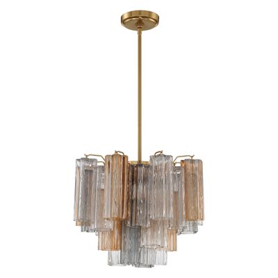 Addis 4 Light Aged Brass Mini Chandelier Tronchi Glass Autumn 17.75