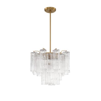 Addis 4 Light Aged Brass Mini Chandelier Tronchi Glass Clear 17.75