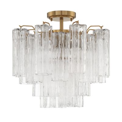 Addis 4 Light Aged Brass Semi Flush Mount Tronchi Glass Clear 17.75