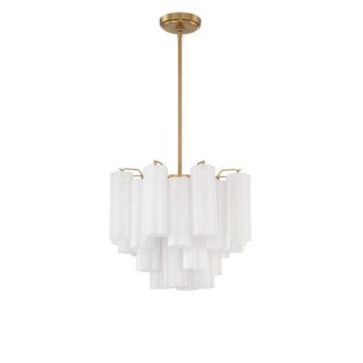 Addis 4 Light Aged Brass Mini Chandelier Tronchi Glass White 17.75