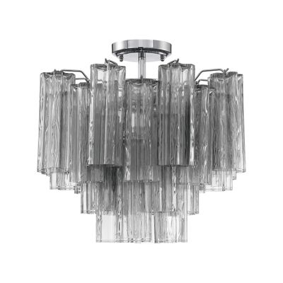 Addis 4 Light Polished Chrome Semi Flush Mount Tronchi Glass Smoke 17.75
