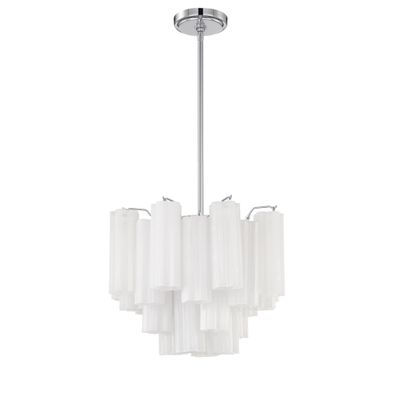 Addis 4 Light Polished Chrome Mini Chandelier Tronchi Glass White 17.75