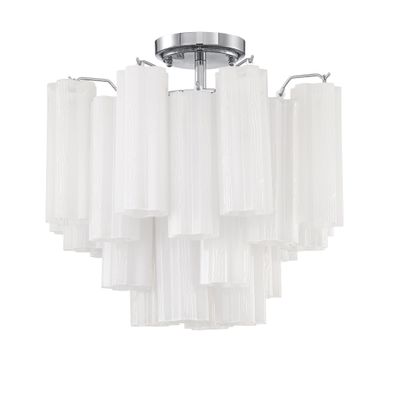 Addis 4 Light Polished Chrome Semi Flush Mount Tronchi Glass White 17.75