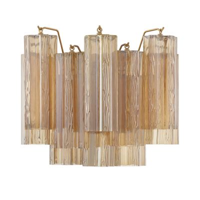 Addis 2 Light Aged Brass Sconce Tronchi Glass Amber 14.5