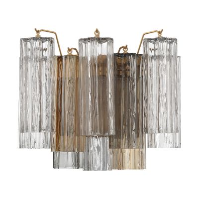 Addis 2 Light Aged Brass Sconce Tronchi Glass Autumn 14.5