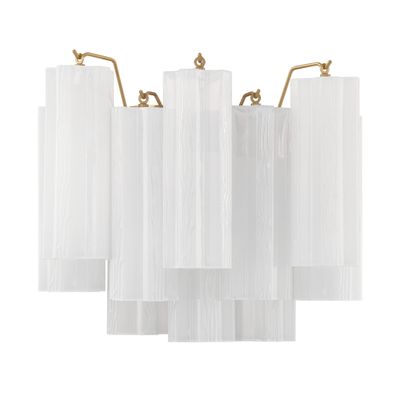 Addis 2 Light Aged Brass Sconce Tronchi Glass White 14.5