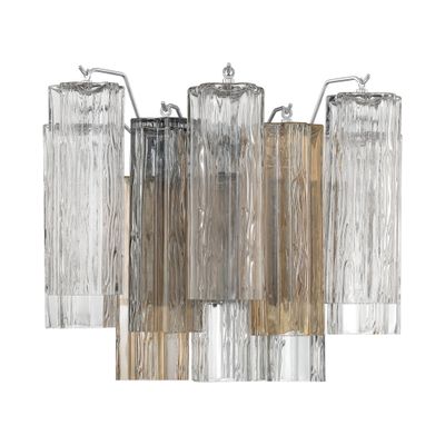 Addis 2 Light Polished Chrome Sconce Tronchi Glass Autumn 14.5