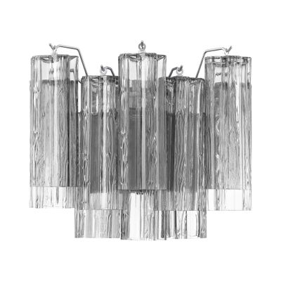 Addis 2 Light Polished Chrome Sconce Tronchi Glass Smoke 14.5