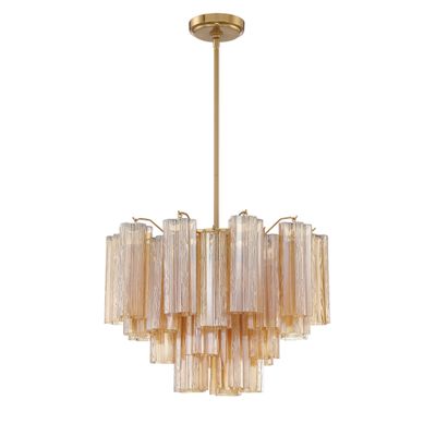 Addis 6 Light Aged Brass Chandelier Tronchi Glass Amber 19.75