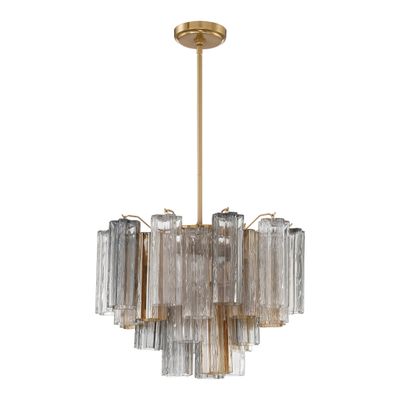 Addis 6 Light Aged Brass Chandelier Tronchi Glass Autumn 19.75