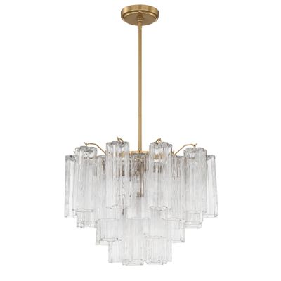 Addis 6 Light Aged Brass Chandelier Tronchi Glass Clear 19.75