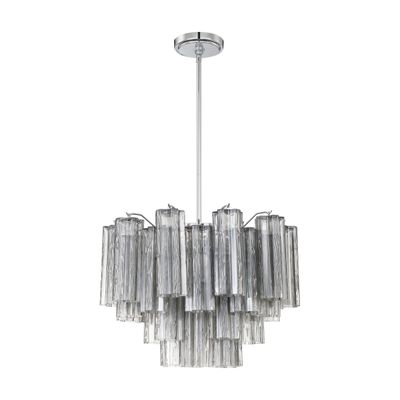 Addis 6 Light Polished Chrome Chandelier Tronchi Glass Smoke 19.75
