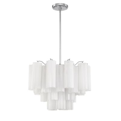 Addis 6 Light Polished Chrome Chandelier Tronchi Glass White 19.75
