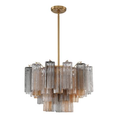 Addis 9 Light Aged Brass Chandelier Tronchi Glass Autumn 22