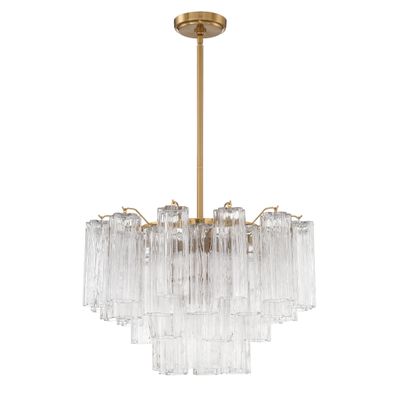 Addis 9 Light Aged Brass Chandelier Tronchi Glass Clear 22