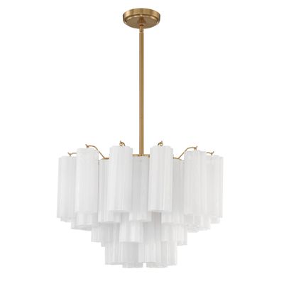 Addis 9 Light Aged Brass Chandelier Tronchi Glass White 22