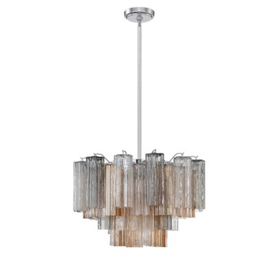 Addis 9 Light Polished Chrome Chandelier Tronchi Glass Autumn 22