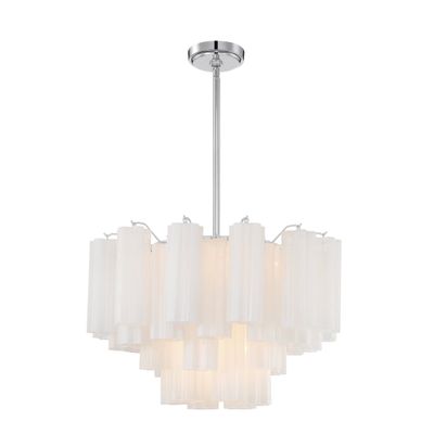 Addis 9 Light Polished Chrome Chandelier Tronchi Glass White 22