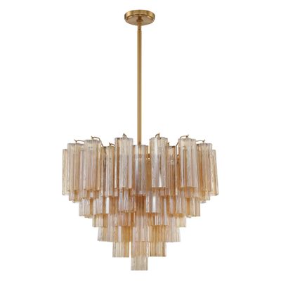 Addis 12 Light Aged Brass Chandelier Tronchi Glass Amber 26.75