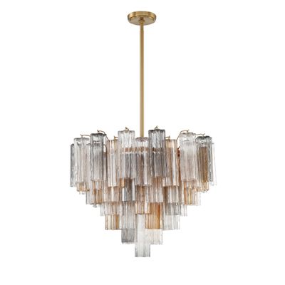 Addis 12 Light Aged Brass Chandelier Tronchi Glass Autumn 26.75