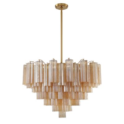 Addis 16 Light Aged Brass Chandelier Tronchi Glass Amber 32
