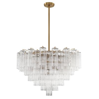 Addis 16 Light Aged Brass Chandelier Tronchi Glass Clear 32