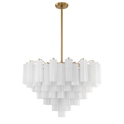 Addis 16 Light Aged Brass Chandelier Tronchi Glass White 32