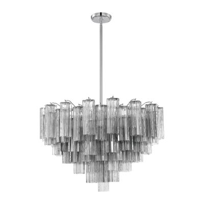 Addis 16 Light Polished Chrome Chandelier Tronchi Glass Smoke 32