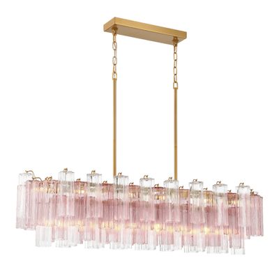 Addis 14 Light Aged Brass Linear Chandelier 52