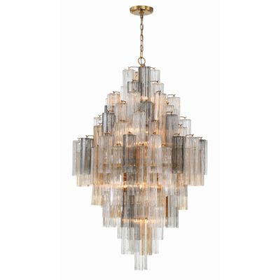 Addis 20 Light Aged Brass Chandelier Tronchi Glass Autumn 31.5
