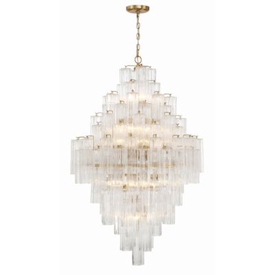 Addis 20 Light Aged Brass Chandelier Tronchi Glass Clear 31.5