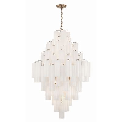 Addis 20 Light Aged Brass Chandelier Tronchi Glass White 31.5