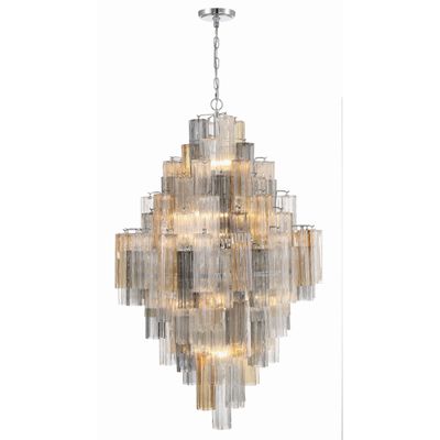 Addis 20 Light Polished Chrome Chandelier Tronchi Glass Autumn 31.5