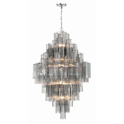 Addis 20 Light Polished Chrome Chandelier Tronchi Glass Smoke 31.5