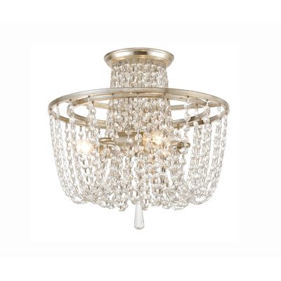 Arcadia 3 Light Antique Silver Semi Flush Mount Hand Cut Crystal 15