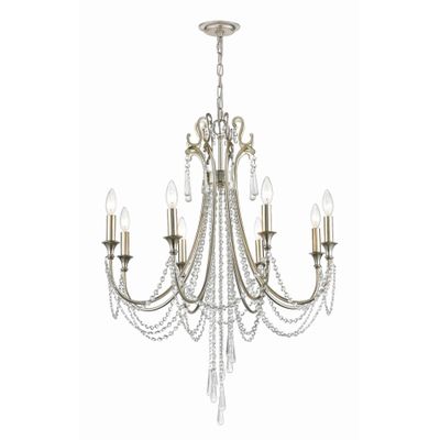 Arcadia 8 Light Antique Silver Chandelier Hand Cut Crystal 26