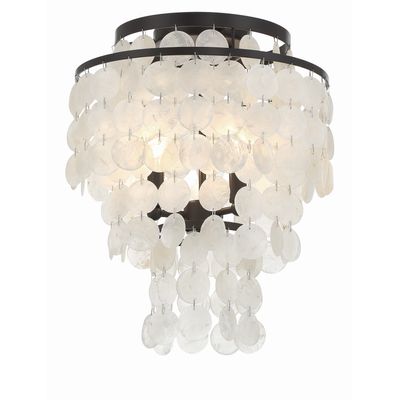 Brielle 3 Light Dark Bronze Flush Mount Capiz Shell 13