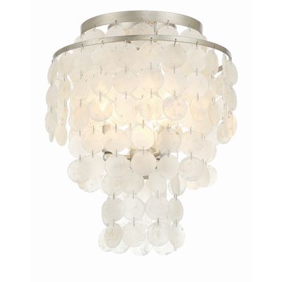 Brielle 3 Light Antique Silver Flush Mount Capiz Shell 13