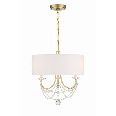 Delilah 3 Light Aged Brass Mini Chandelier Silk Shade 15.75