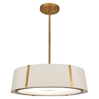Fulton 6 Light Antique Gold Chandelier Silk Shade 24
