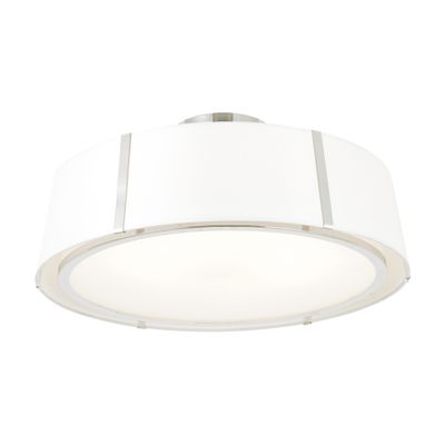 Fulton 6 Light Polished Nickel Semi Flush Mount Silk Shade 24