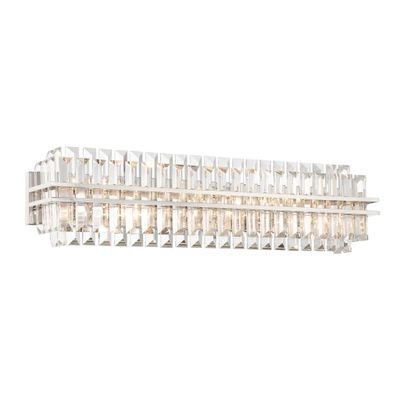 Hayes 6 Light Polished Nickel Sconce Faceted Crystal 31.5
