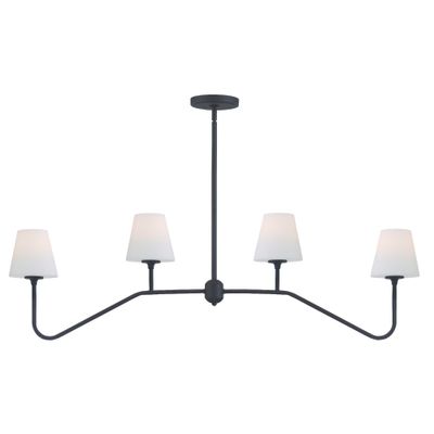 Keenan 4 Light Black Forged Linear Chandelier Glass Shade 48