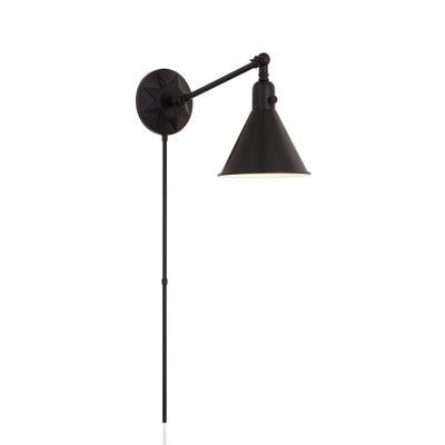 Morgan 1 Light Matte Black Task Sconce Steel Shade 7