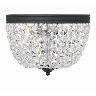 Nola 2 Light Black Forged Flush Mount Hand Cut Crystal 11.5