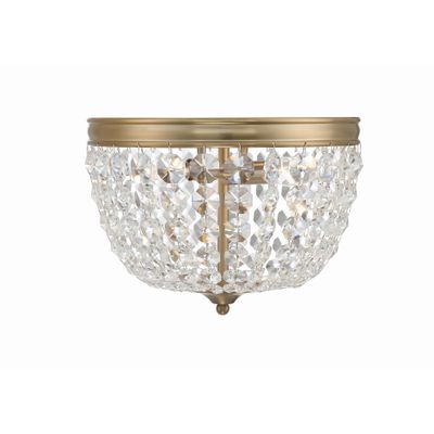 Nola 2 Light Vibrant Gold Flush Mount Hand Cut Crystal 11.5